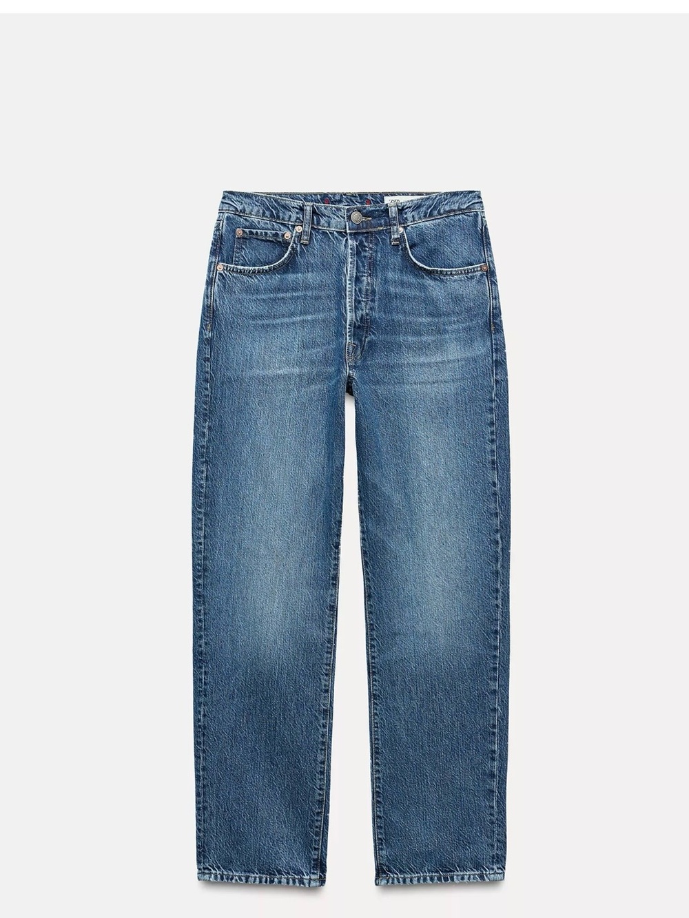 Zara Women's Straight Jeans in Medium Blue Wash